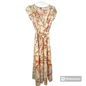 SHEIN Women’s Floral Maxi Dress with Flutter Sleeves